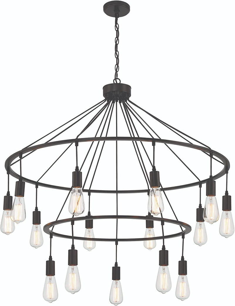 33" Candle Style Multi Light Metal Dimmable Chandelier - Black