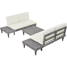 Load image into Gallery viewer, TOPMAX Outdoor 3-Piece Patio Furniture Set Solid Wood Sectional Sofa Set with Coffee Table Conversation Set with Side Table and Cushions, Grey+Beige
