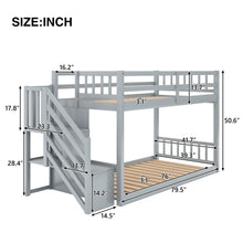 Load image into Gallery viewer, Twin Over Twin Floor Bunk Bed, Ladder With Storage
