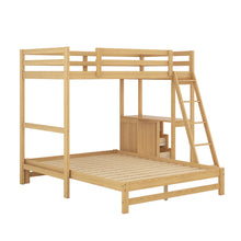 Load image into Gallery viewer, Twin over Full Bunk Bed with Built-in Desk and Three Drawers, Natural
