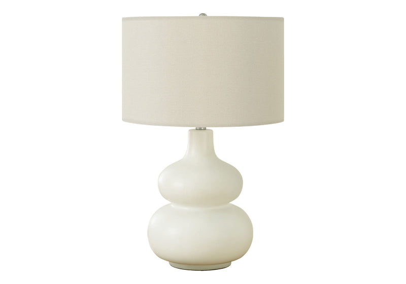 Ceramic Gourd Table Lamp With Drum Shade - Cream
