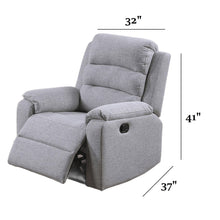 Load image into Gallery viewer, 1 Piece Manual Recliner With Padded Seat And Backrest - Gray
