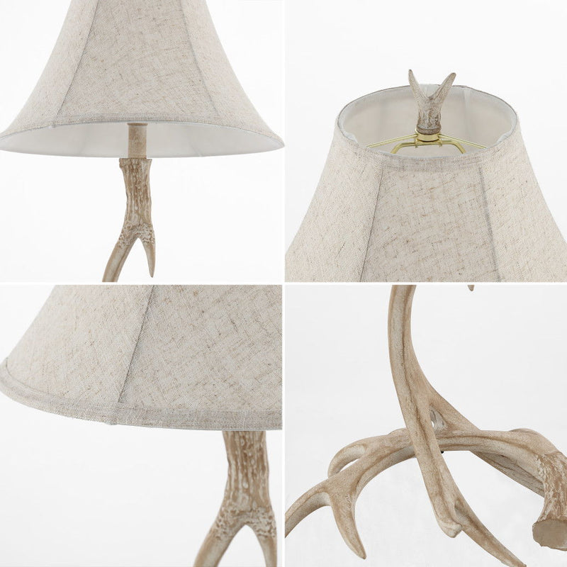 Antlers Table Lamp With Bell Shade - Beige