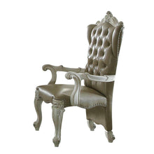 Load image into Gallery viewer, Tufted Faux Leather Wood Wing Back Dining Arm Chairs (Set of 2) - Bone / Gray
