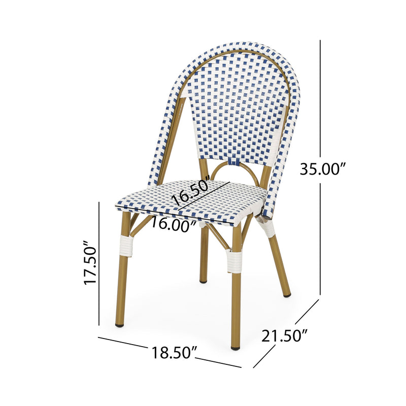 Outdoor Rattan And Aluminum French Bistro Chairs Set
