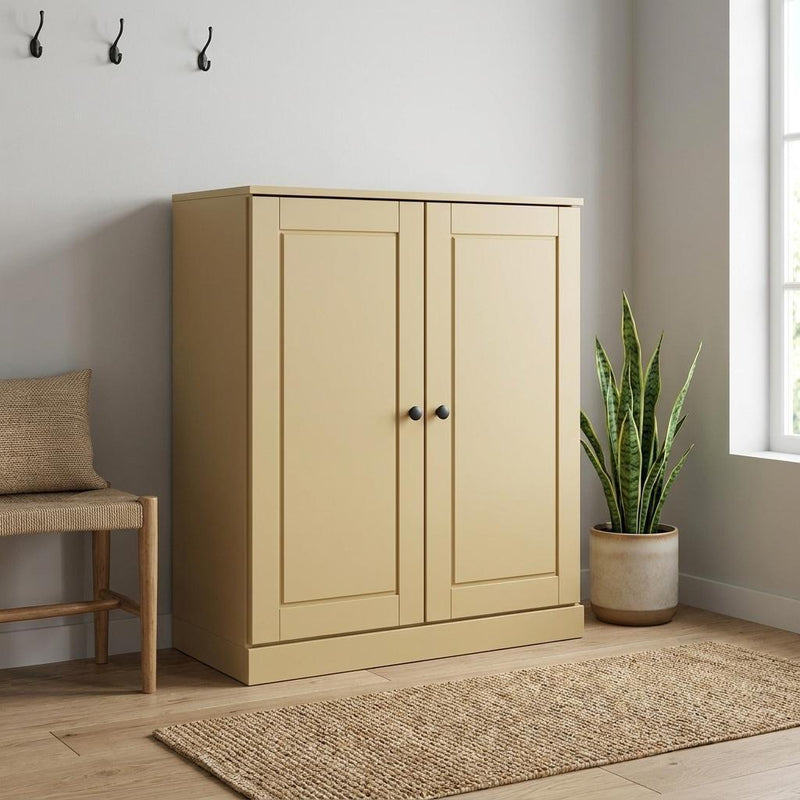 Twenty Pair Solid Woodshoe Storage Cabinet (752363) - Yellow