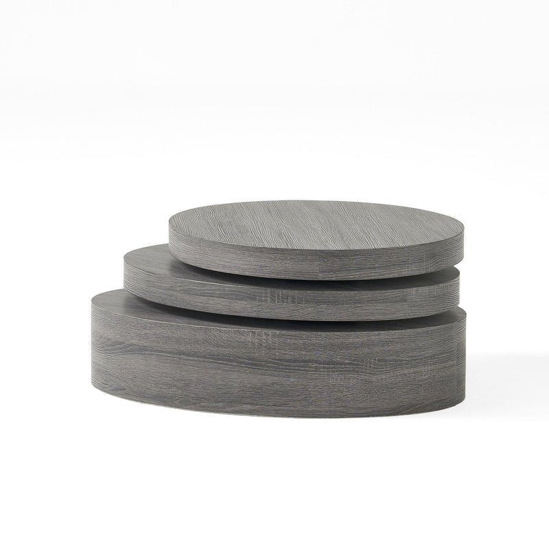 Wood Round Pedestal Coffee Table - Black
