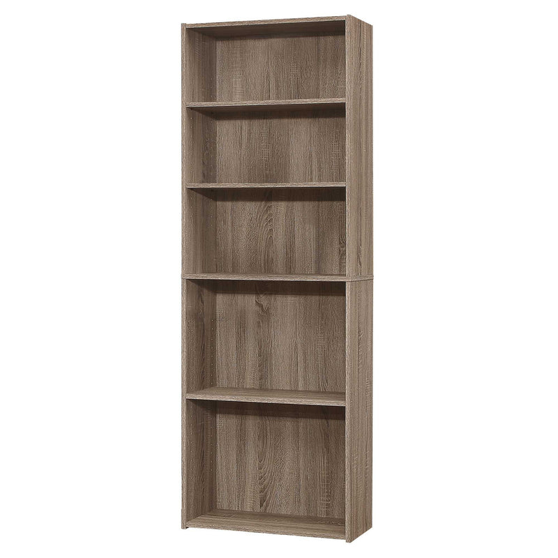 Adjustable Five Tier Bookcase - Taupe
