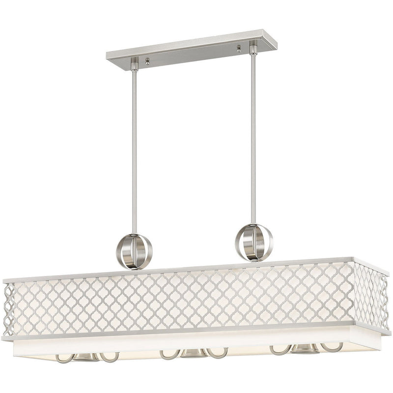 17" Nine Light Dimmable Chandelier With Shades - Nickel