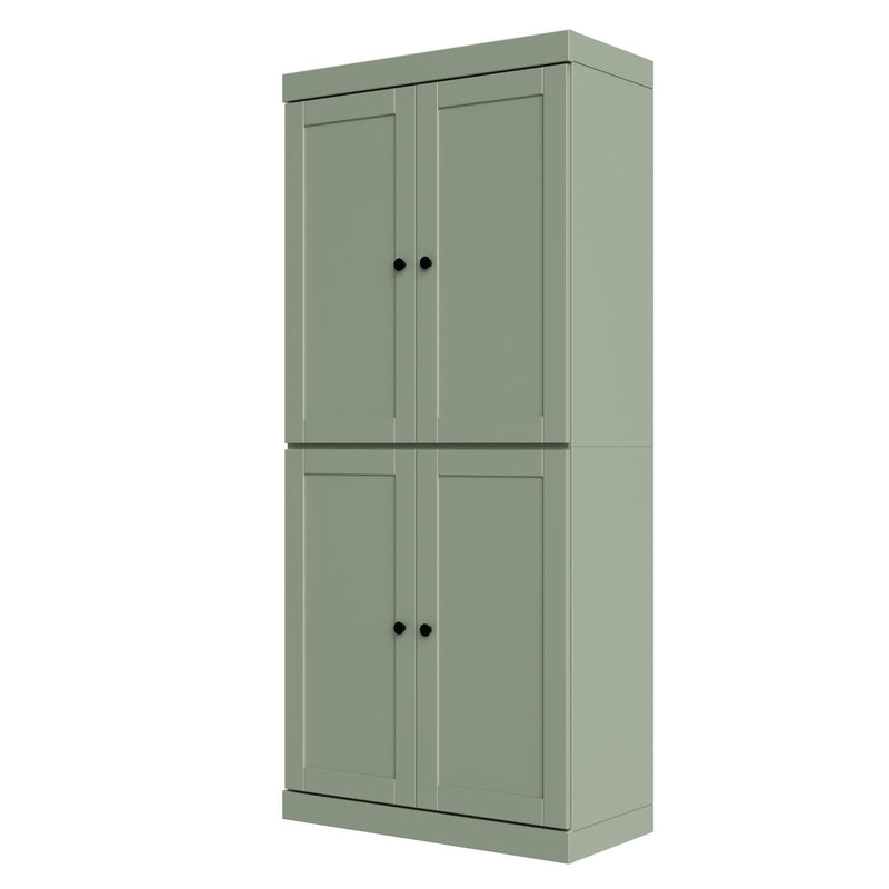 Adjustable Six Tier Library Bookcase With Four Doors (745611) - Sage