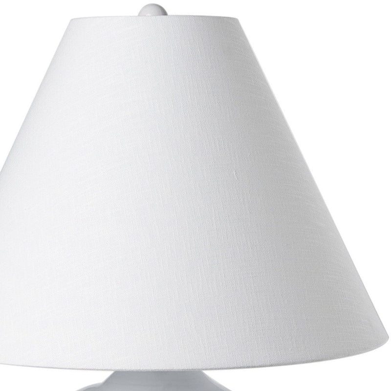 11" Ceramic Round Bedside Lamp With White Bell Shade - White