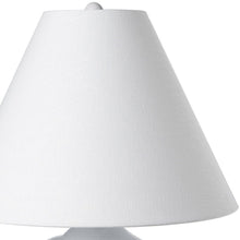 Load image into Gallery viewer, 11" Ceramic Round Bedside Lamp With White Bell Shade - White
