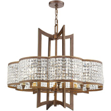 Load image into Gallery viewer, 27" Eight Light Metal Dimmable Chandelier With Shades - Bronze / Clear
