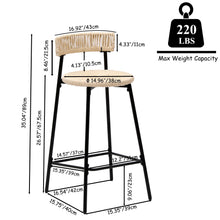 Load image into Gallery viewer, Boho Style Handwoven Paper Rope Counter Stools (Set of 2)
