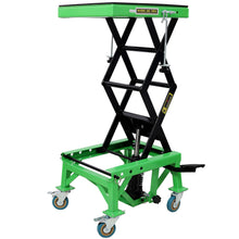 Load image into Gallery viewer, Hydraulic Motorcycle Scissor Jack Lift With Foot Step And Wheels For Dirt Bikes - Black / Green
