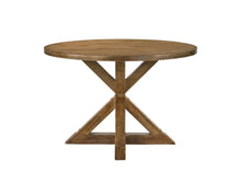 Load image into Gallery viewer, 48" Oak Wood Cross Leg Base Round Top Dining Table

