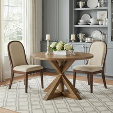 Load image into Gallery viewer, 48" Oak Wood Cross Leg Base Round Top Dining Table
