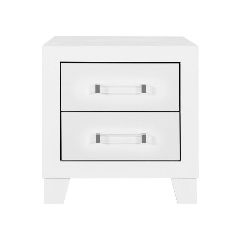 22" Two Drawer Wood Nightstand - White