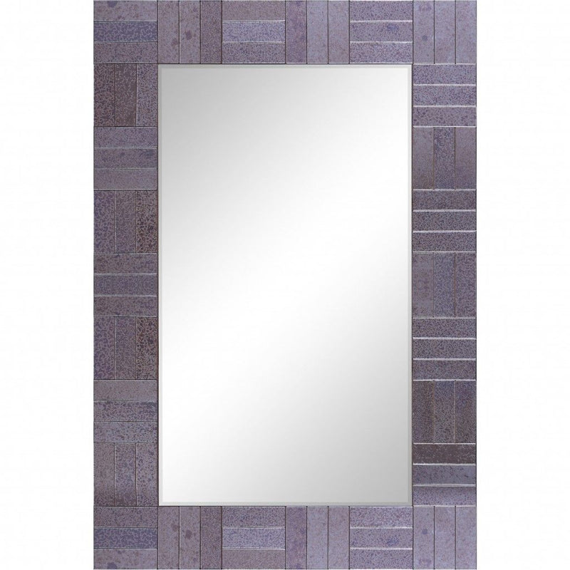 35" Glass Framed Accent Mirror - Gray