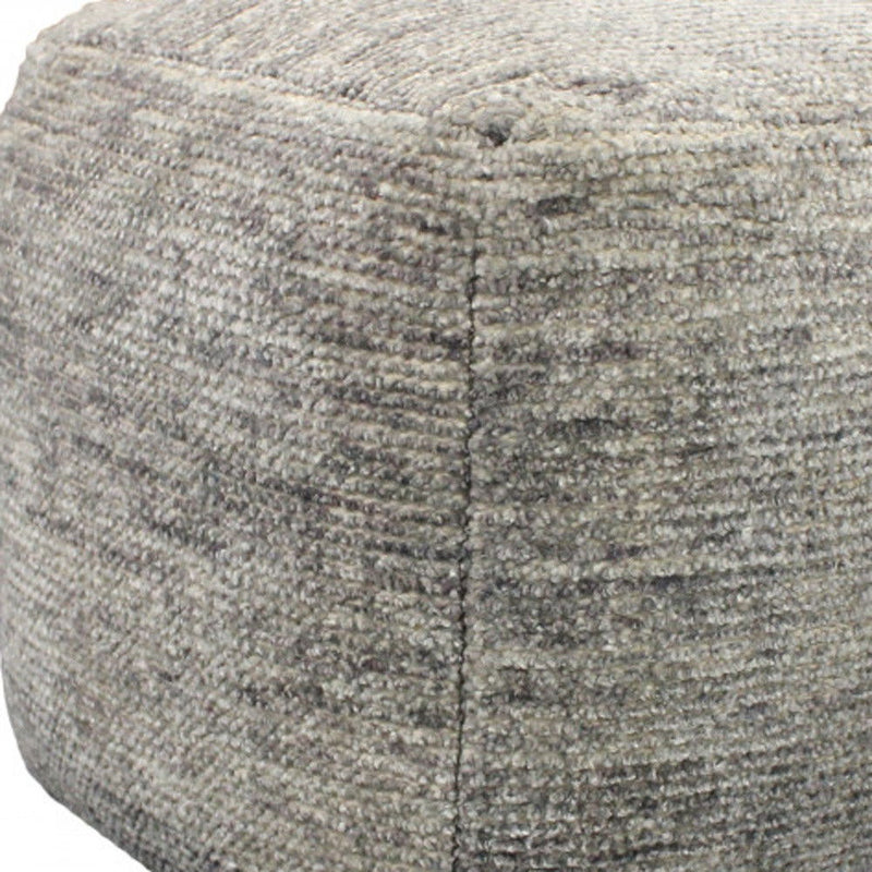 Wool Cube Pouf Ottoman - Gray