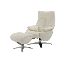Load image into Gallery viewer, Tufted Genuine Leather Manual Swivel Recliner With Ottoman (730549) - White

