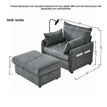 Load image into Gallery viewer, Comfy Corduroy Oversized Chaise Lounge Chair With Ottoman And Storage
