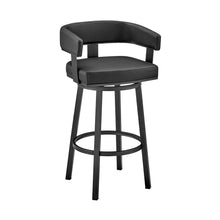 Load image into Gallery viewer, Faux Leather And Iron Swivel Low Back Bar Height Bar Chair - Black
