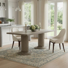 Load image into Gallery viewer, 84" Gray Wood Double Pedestal Base Dining Table
