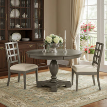 Load image into Gallery viewer, 48" Gray Wood Pedestal Base Round Top Dining Table
