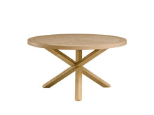 Load image into Gallery viewer, 54" Oak Wood Cross Leg Base Round Top Dining Table
