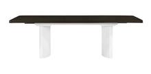 Load image into Gallery viewer, 78" Walnut and White Wood Removable Leaf Double Pedestal Base Extendable Dining Table
