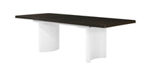 Load image into Gallery viewer, 78" Walnut and White Wood Removable Leaf Double Pedestal Base Extendable Dining Table
