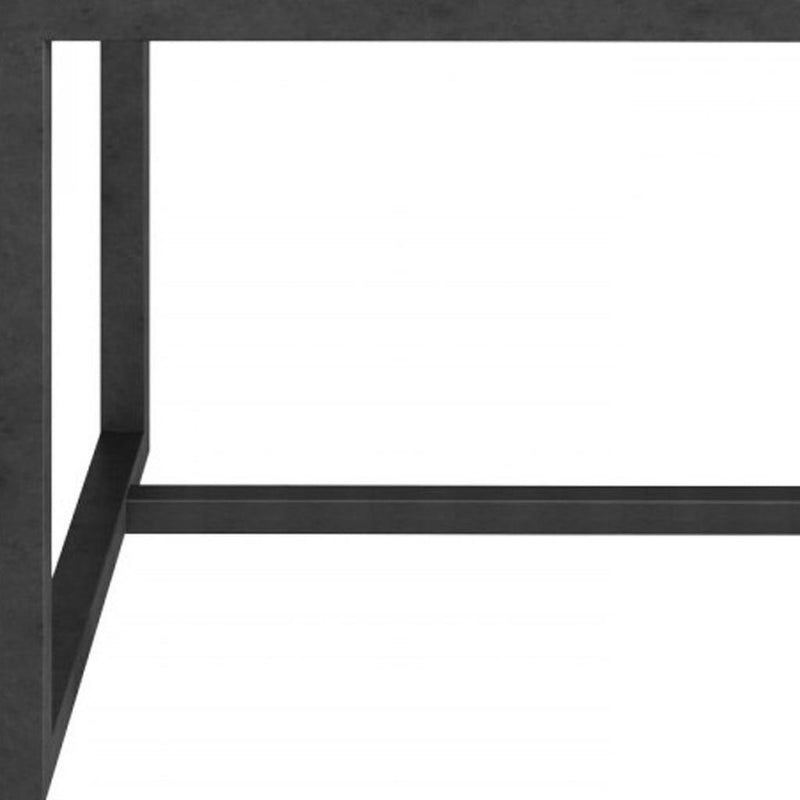 Stone And Metal Square End Table - Black And White