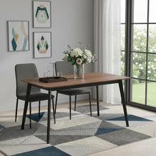 Load image into Gallery viewer, 59" Walnut and Black Wood Dining Table
