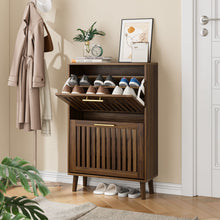 Load image into Gallery viewer, Medieval Modern Shoe Cabinet With 2 Flip Drawers And Fence Design

