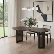 Load image into Gallery viewer, 66" Solid Wood Double Pedestal Base Oval Dining Table - Brown
