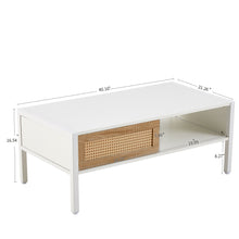 Load image into Gallery viewer, 40.16&quot; Rattan Coffee Table, Sliding Door For Storage, Metal Legs, Modern Table For Living Room
