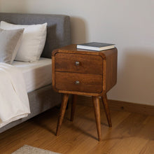 Load image into Gallery viewer, 22" Scandinavian Solid Wood Two Drawer Nightstand - Brown
