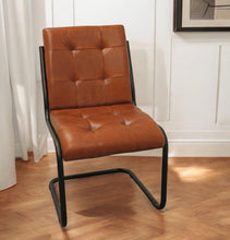 Load image into Gallery viewer, Tufted Upholstered Leather Dining Side Chair - Black / Cinnamon
