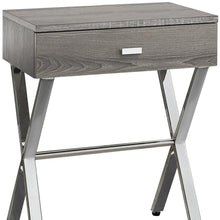 Load image into Gallery viewer, 22" Taupe Wood And Metal End Table With Drawer - Silver And Deep
