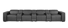 Load image into Gallery viewer, Top Grain Leather Reclining Metal USB Sofa (720423) - Dark Gray
