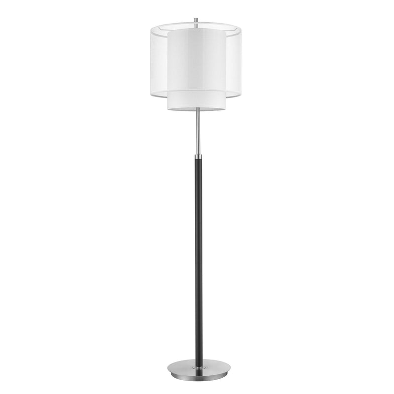 Traditional Shaped Floor Lamp With White Drum Shade - Chrome
