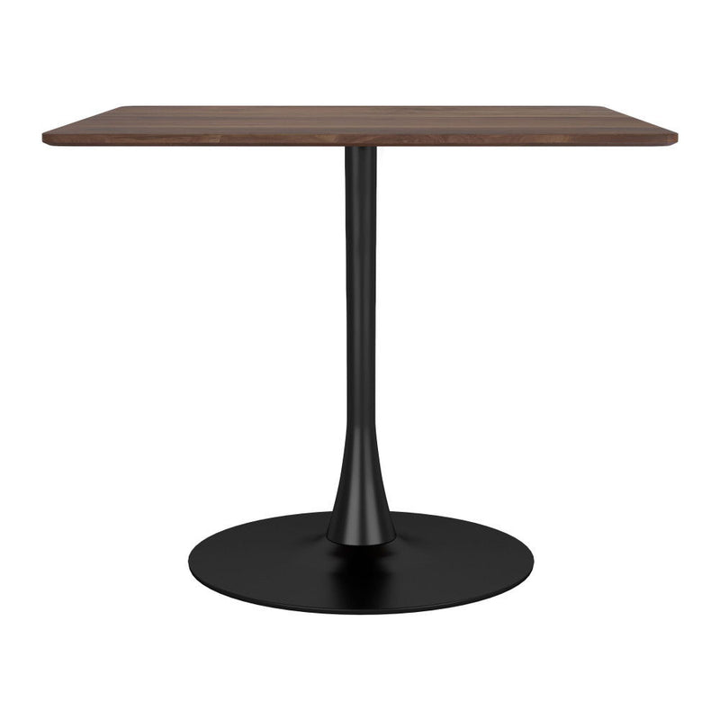 35" Square Steel Pedestal Base Dining Table - Brown