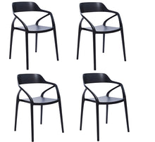Load image into Gallery viewer, Heavy Duty Plastic Open Back Dining Arm Chairs (Set of 4) - Black
