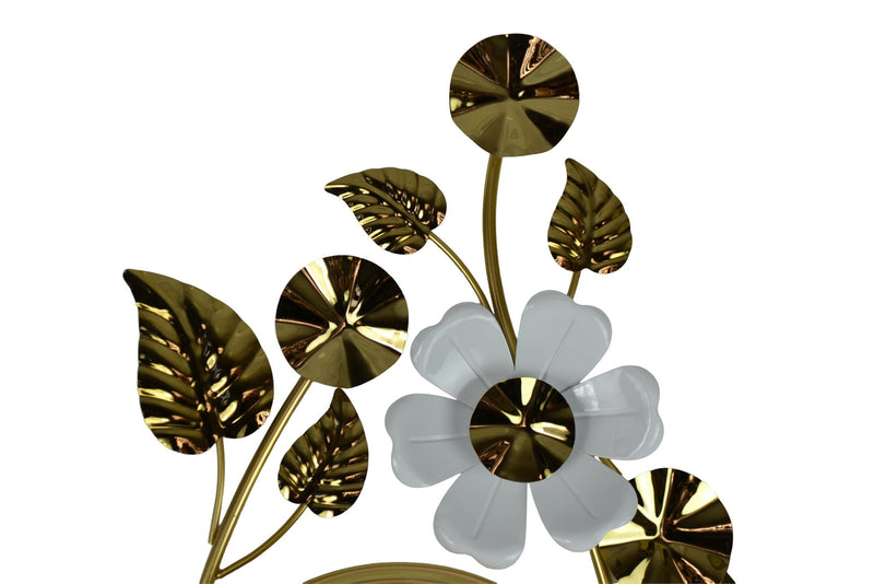 Silent Analog Floral Novelty Wall Clock (626358) - Gold / White