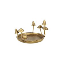 Load image into Gallery viewer, 6" Cast Iron Mushrooms Trinket Tray - Antiqued Gold
