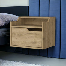 Load image into Gallery viewer, 13" One Drawer Faux Wood Floating Nightstand - Light Brown
