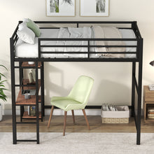 Load image into Gallery viewer, Loft Bed With Built In Desk And Storage Shelves, Full Size - Black
