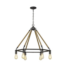 Load image into Gallery viewer, Six Light Metal Dimmable Chandelier - Brown / Black

