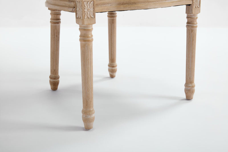 And Natural Linen And Solid Wood Dining Side Chairs (Set of 2) - Beige